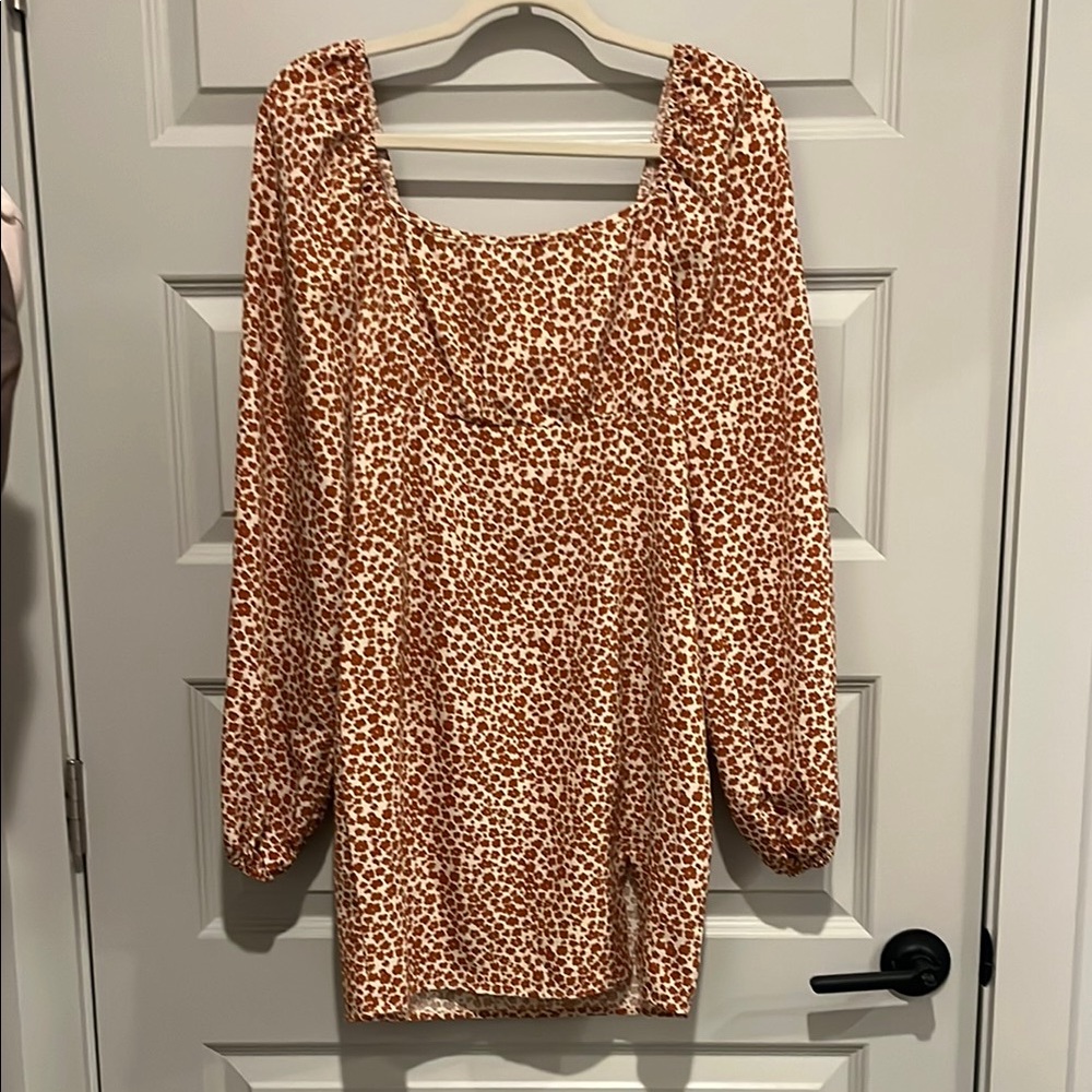 Floral print long sleeve dress M
